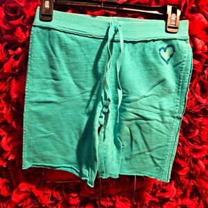 Total Girl Girl's Teal Heart-Embroidered Shorts Size 10½-12½